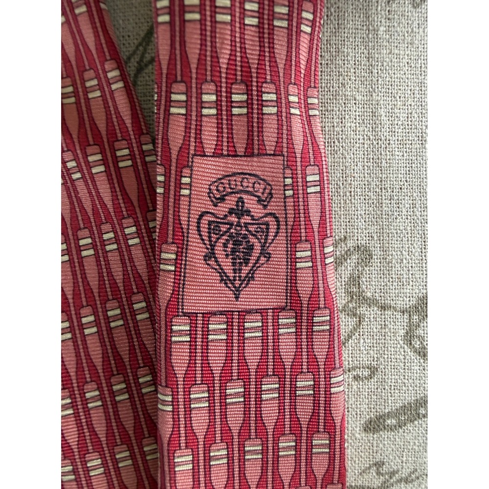 Gucci Mens Silk Tie Red Pink Nautical Oar Paddle Print Made in Italy - Picture 4 of 10